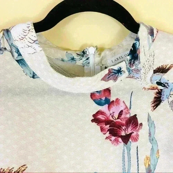 Label Of Love Floral Bird Peasant Ruffle High Neck Tie Waist Mini Dress Size 10 - Picture 7 of 15